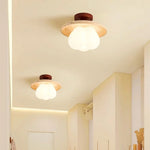 Yellow Travertine Stone LED Ceiling Light Fixture White Glass Ceiling Lamp