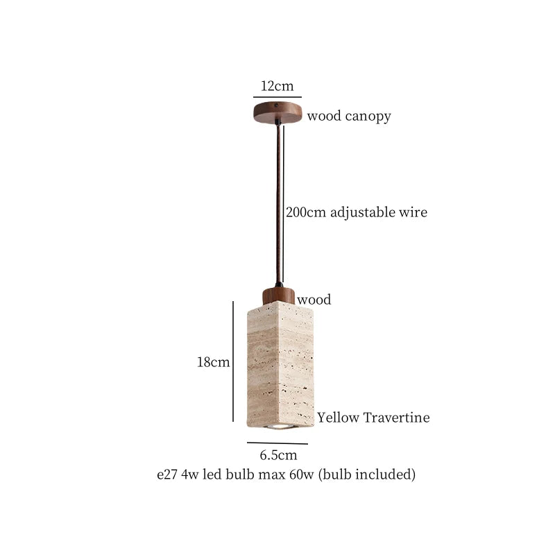 Yellow Travertine LED Pendant Lamps - Wabi Sabi Home Decor & Lighting
