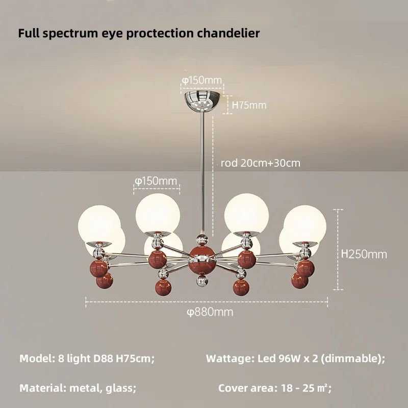 Modern LED Chandelier Glass Metal Health Eye Protect Living Room Light