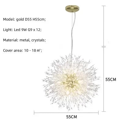 Afralia™ Dandelion Gold/Chrome Chandelier with Crystals, G9 Pendant Lights for Elegant Lighting