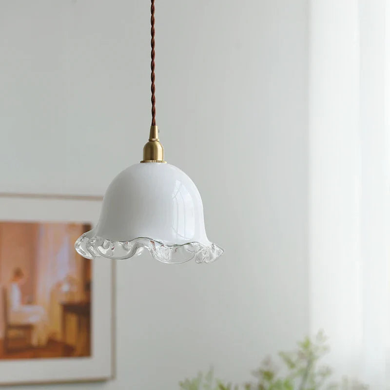 Copper Glass Chandelier LED Pendant Lights for Dining Room Bedroom Bar