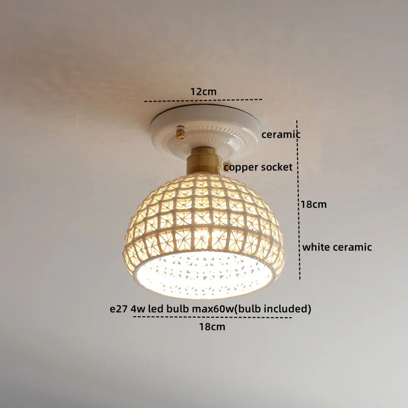 Ceramic LED Ceiling Lights: Modern Hollow Design for Living Room, Aisle, Balcony