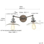 Glass 2-Light Wall Sconce with Pull Chain Switch for Bedroom and Bathroom