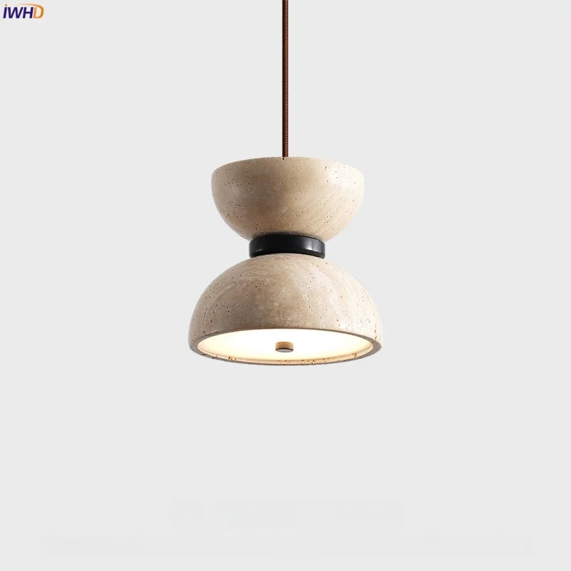 Yellow Travertine LED Hanging Pendant Light for Home Decor Bedroom Dining Living Room