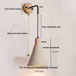 Afralia™ Nordic LED Wall Sconce Wood Cement Interior Home Decor Plug-In Bedside Light