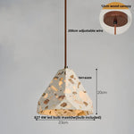 Afralia™ Terrazzo Stone LED Pendant Light with Wood Handle for Kitchen & Restaurant