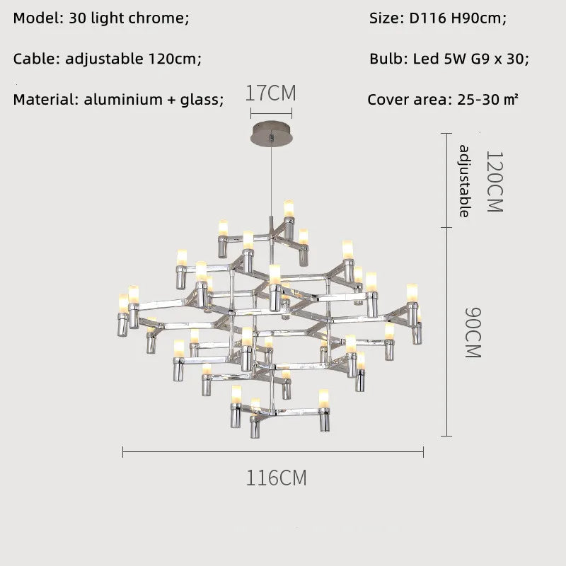 Afralia™ Metal Pendant Chandelier LED Lighting Fixture for Modern Luxury Foyer, Stairs & Indoor