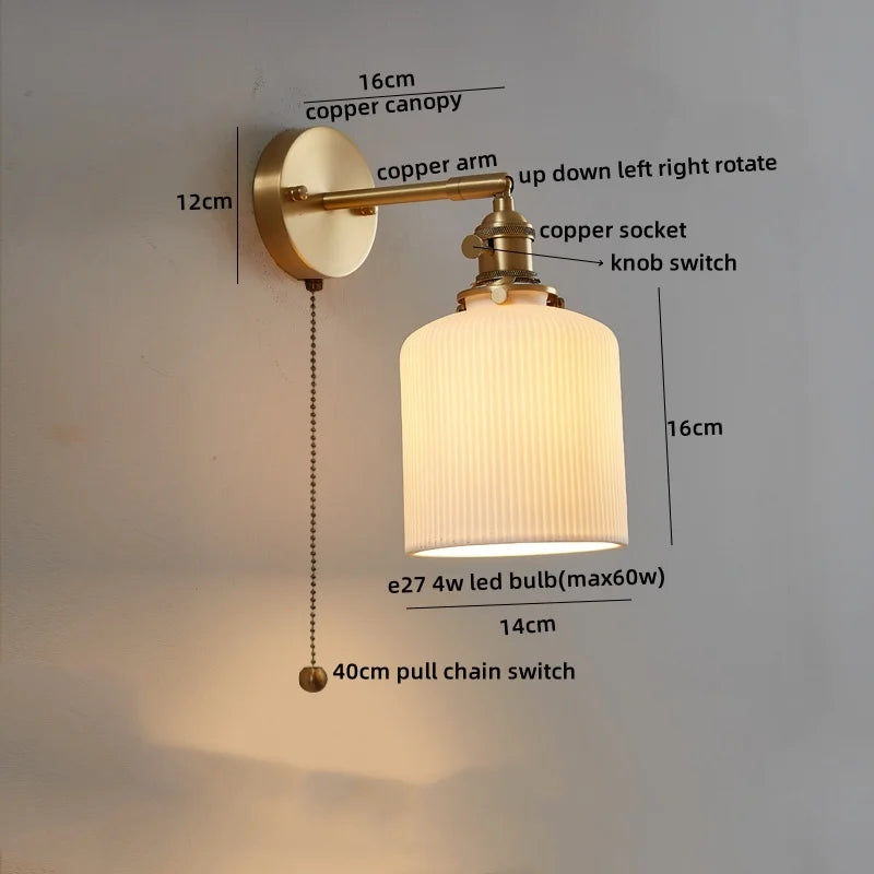 Nordic LED Wall Sconce Pull Chain Switch | Modern Bedroom Living Room Stair Light Fixtures