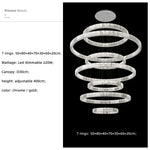 Luxury K9 Crystal Pendant Lights | Dimmable LED Circles Hanging Lamp