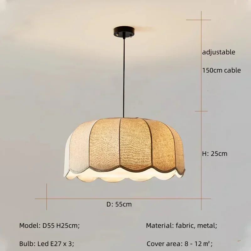 Nordic Linen Shade E27 LED Pendant Light for Dining Room & Bar