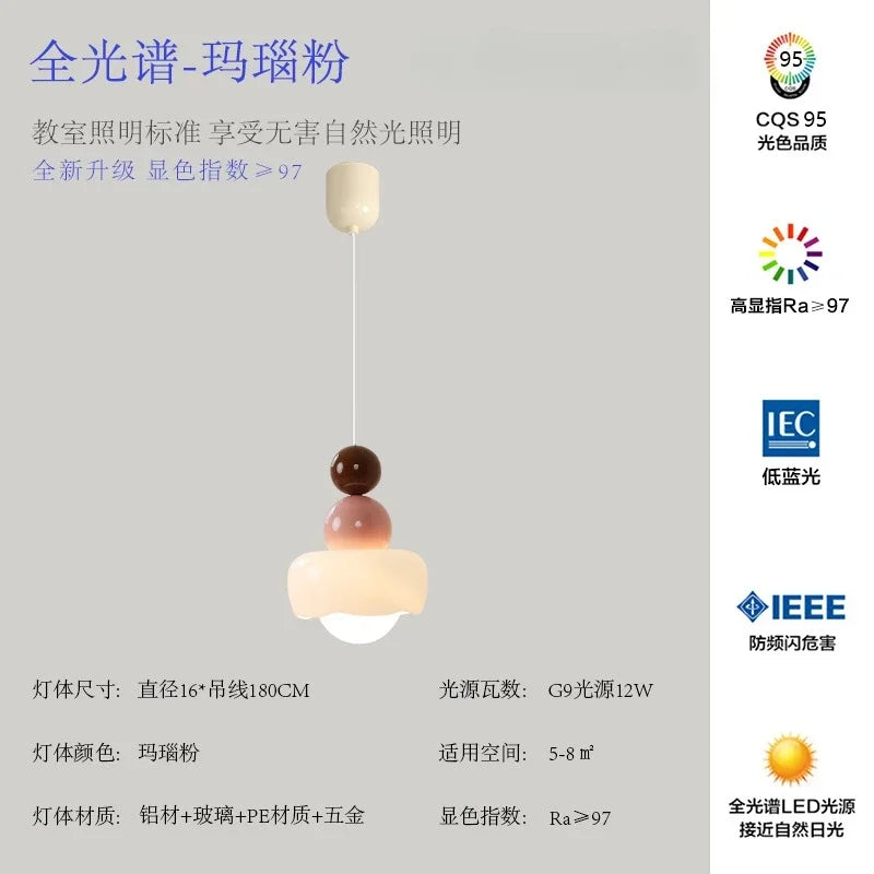 Cream Wind Resin/Glass Pendant Lights: Modern LED E27 Hanging Lamp for Bedroom, Bar, Kids Room