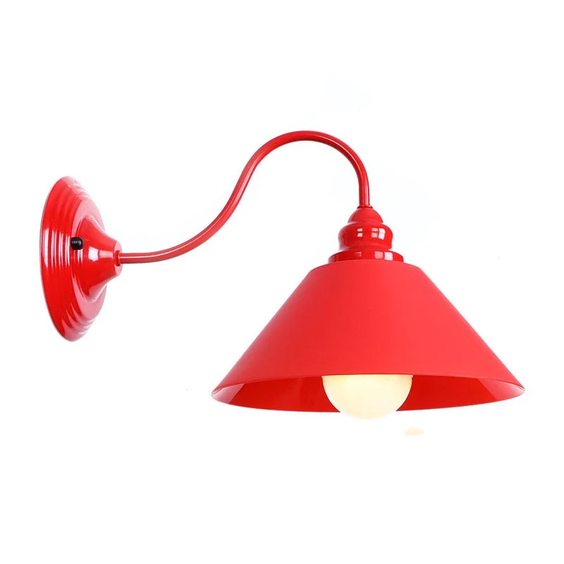 Afralia™ Edison Red LED Wall Lights - Iron Industrial Vintage Bedside Lamp