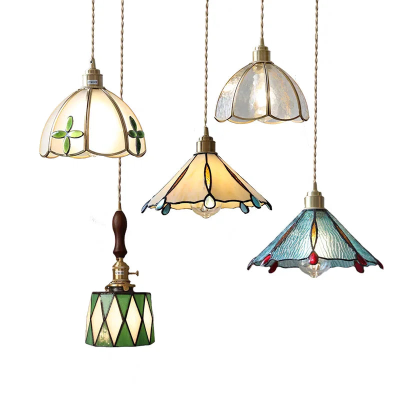 Loft Style Copper Glass Pendant Light - Adjustable Dining Room Hanging Lamp