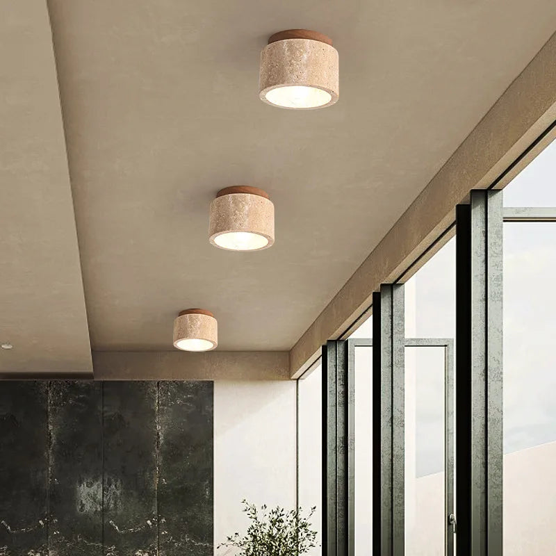 Travertine Stone Ceiling Downlight with E27 Bulb