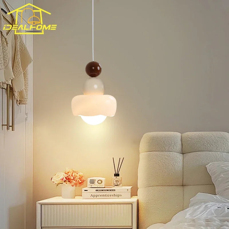 Cream Wind Resin/Glass Pendant Lights: Modern LED E27 Hanging Lamp for Bedroom, Bar, Kids Room