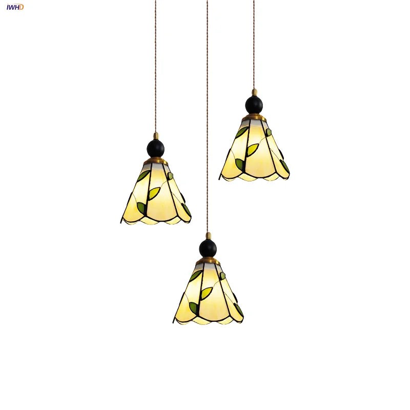 Afralia™ Tiffany Glass Pendant Lights: Wood Globe LED Hanging Lamp, Nordic Modern Design