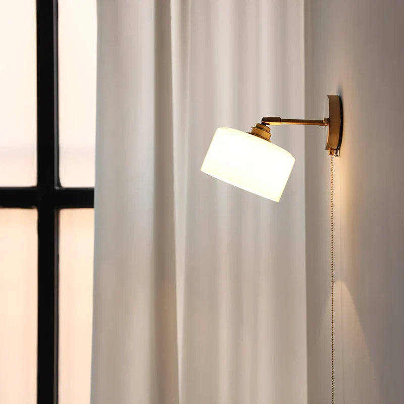 Modern White Glass Wall Sconce LED Lamp Rotates Up Down for Bathroom Stair Mirror