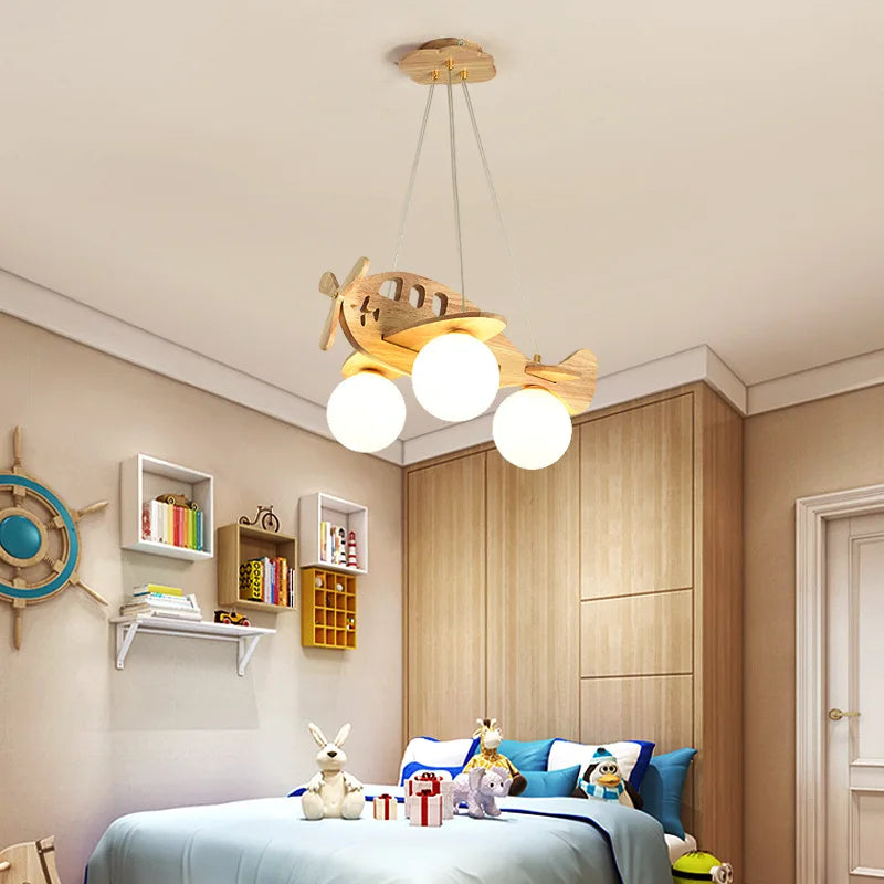 Wooden Aircraft Pendant Light Hanging Lamps Chandelier Ceiling Suspension