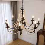 Retro Black Metal Candle Chandelier E14 LED Pendant Lights for Home Decor
