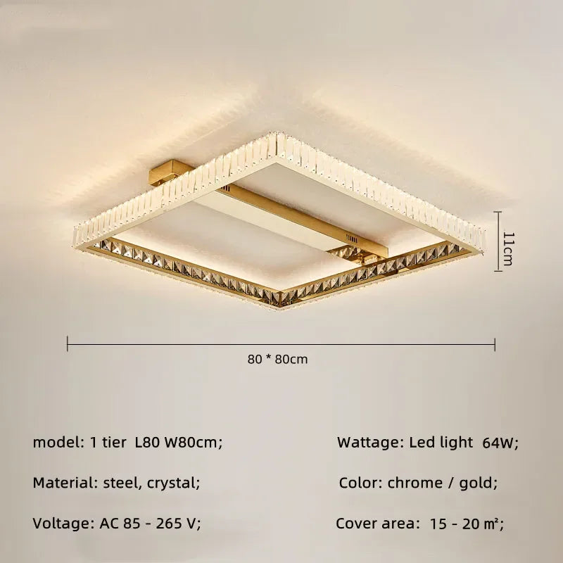 Crystal LED Ceiling Chandelier: Smart Dimmable Bedroom Lighting Fixture