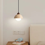 Afralia™ Yellow Travertine LED Pendant Light - Japanese Style Vintage Hanging Lamp