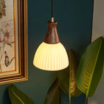 Wood Ceramic LED Pendant Chandelier for Dining Room Bedroom Kitchen Lighting