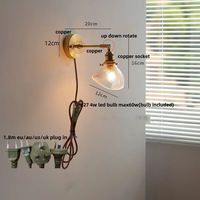 Afralia™ Brass Swing Arm LED Wall Light Fixture with Rotatable Arms & Pull Chain Switch