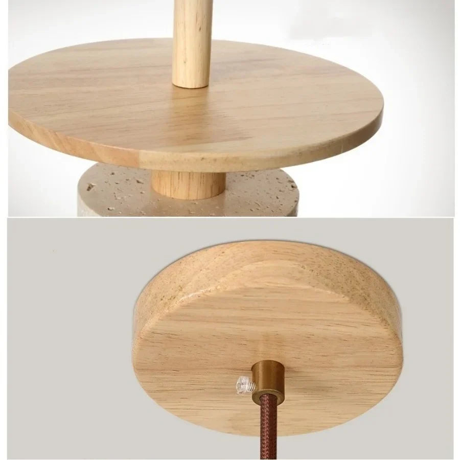 Yellow Travertine Stone LED Pendant Light for Dining Room Restaurant.