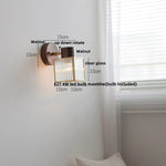 LED Glass & Wood Wall Lamp | Modern Nordic Design, Pull Chain, Rotate Function