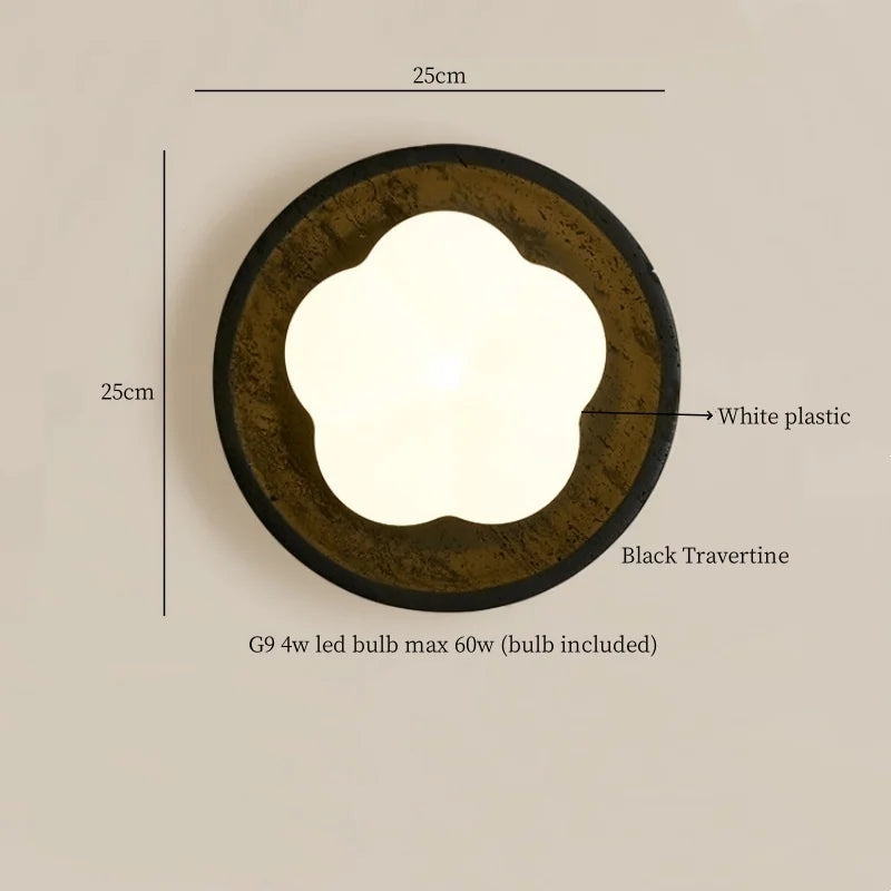 Afralia™ Wabi Sabi Black Travertine LED Wall Sconce for Home Living Lights