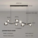 Afralia™ Glass Globe Black Led Pendant Chandelier - Nordic Style Dining Room Decor