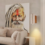 LED Wall Sconce Yellow Travertine Stone Bedroom Study Cafe Wood Base Stair Light