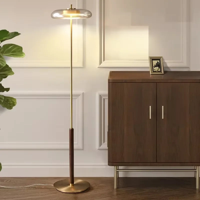 Mushroom Lustre Glass Floor Lamp - Gold Metal Art Design