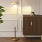 Mushroom Lustre Glass Floor Lamp - Gold Metal Art Design