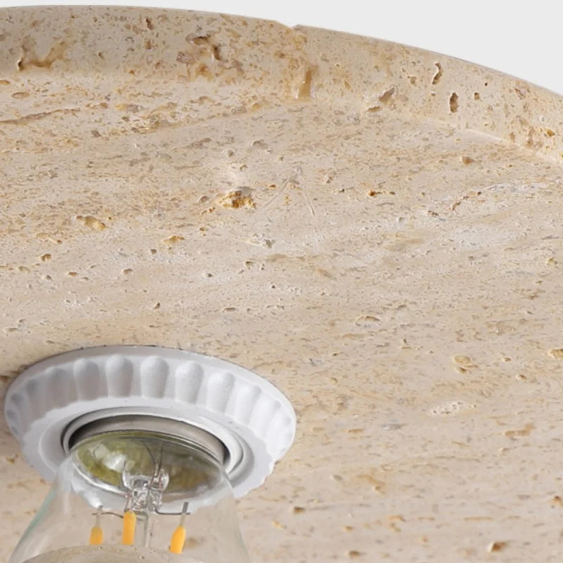 Natural Yellow Travertine Ceiling Lights with LED Edison Bulb