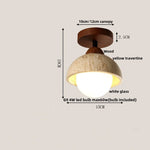 Yellow Travertine LED Ceiling Light with Wood Base Flush Mount Fixture