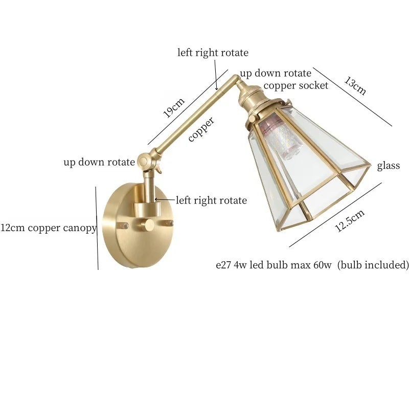 Afralia™ Nordic Glass LED Wall Lamp Mirror Loft Stairs Living Room Bedside Night Light