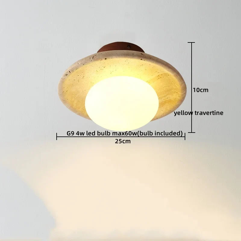 LED Ceiling Lamp Yellow Travertine - Nordic Acrylic Light for Living Room