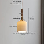 White Glass LED Pendant Light Fixture Modern Nordic Hanging Lamp Wood Ash