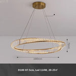 Gold Metal LED Dimmable Ceiling Light with K9 Crystals