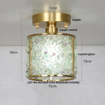 Handcrafted Glass Crystal Copper Ceiling Light Fixture for Dining Bedroom Kitchen