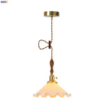 Cream Glass LED Pendant Lamp - Nordic Minimalist Brass Hanging Light