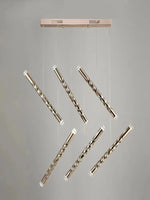 Modern LED Spiral Chandelier Cylinder Gold Chrome for Penthouse Villa