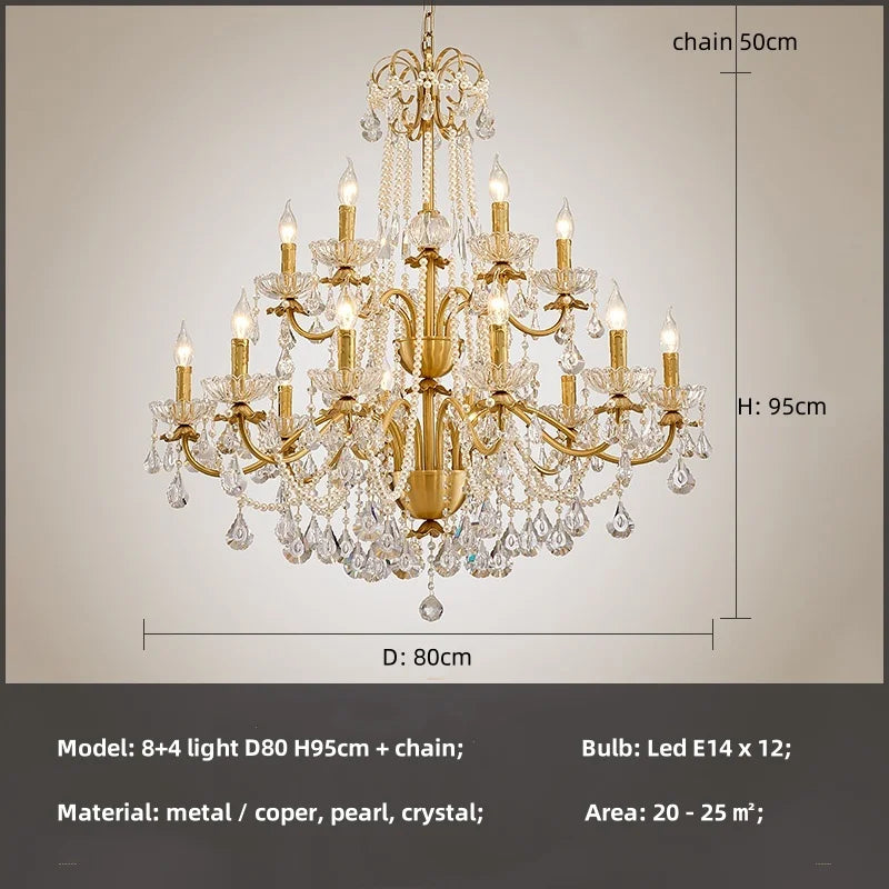 Crystal Pendant Chandelier Foyer Light Luxury Candle Design Led Lamparas