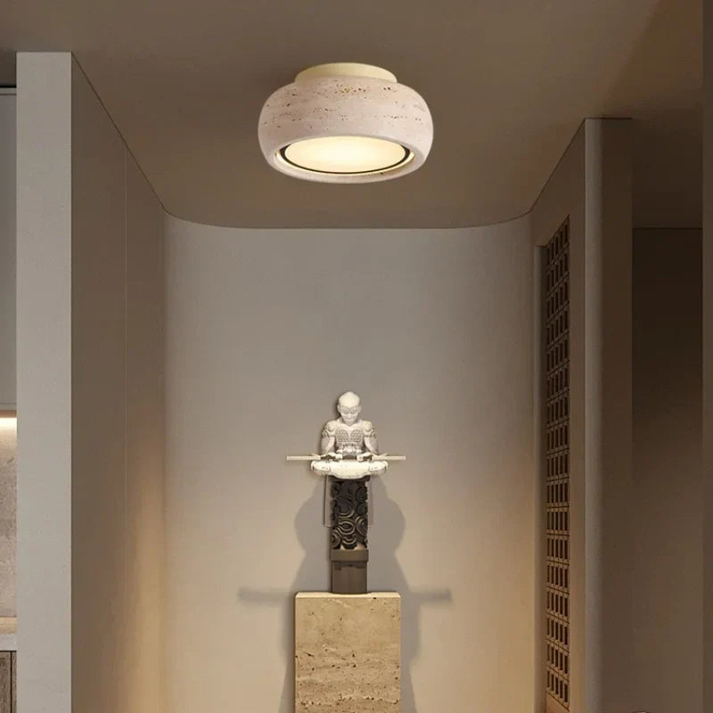 LED Yellow Travertine Flush Mount Ceiling Light Fixtures