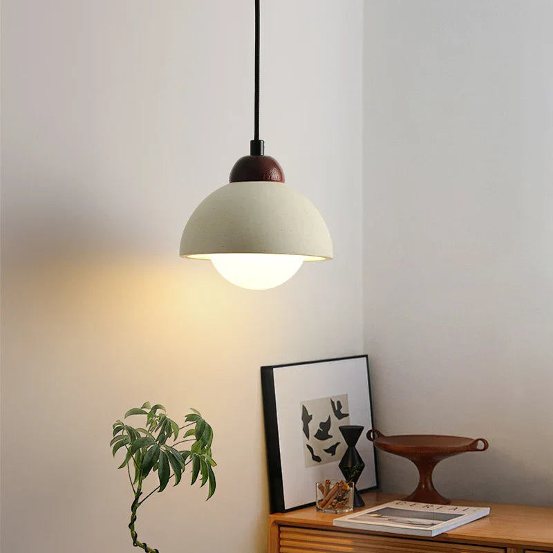 White Micro Cement LED Pendant Lights for Modern Living Spaces