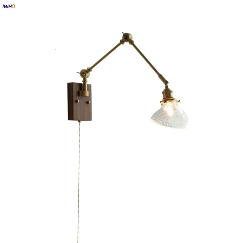 Brass LED Wall Light Fixture Rotatable Glass Stair Lamp