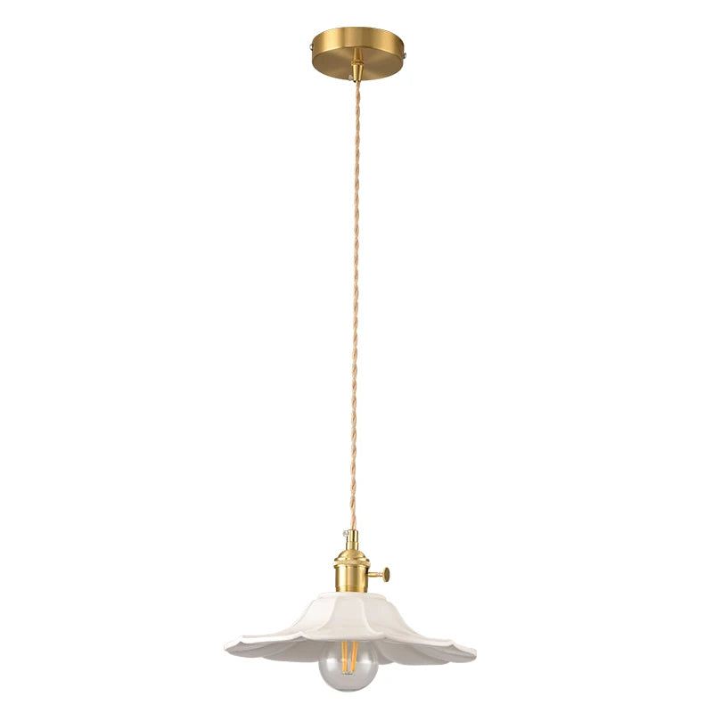 White Ceramic LED Pendant Lamp Modern Hanging Light Fixtures