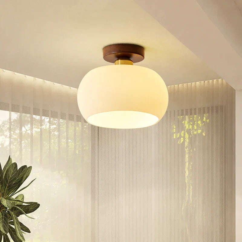 Copper Glass LED Ceiling Light - Modern Indoor Lighting for Home Decor