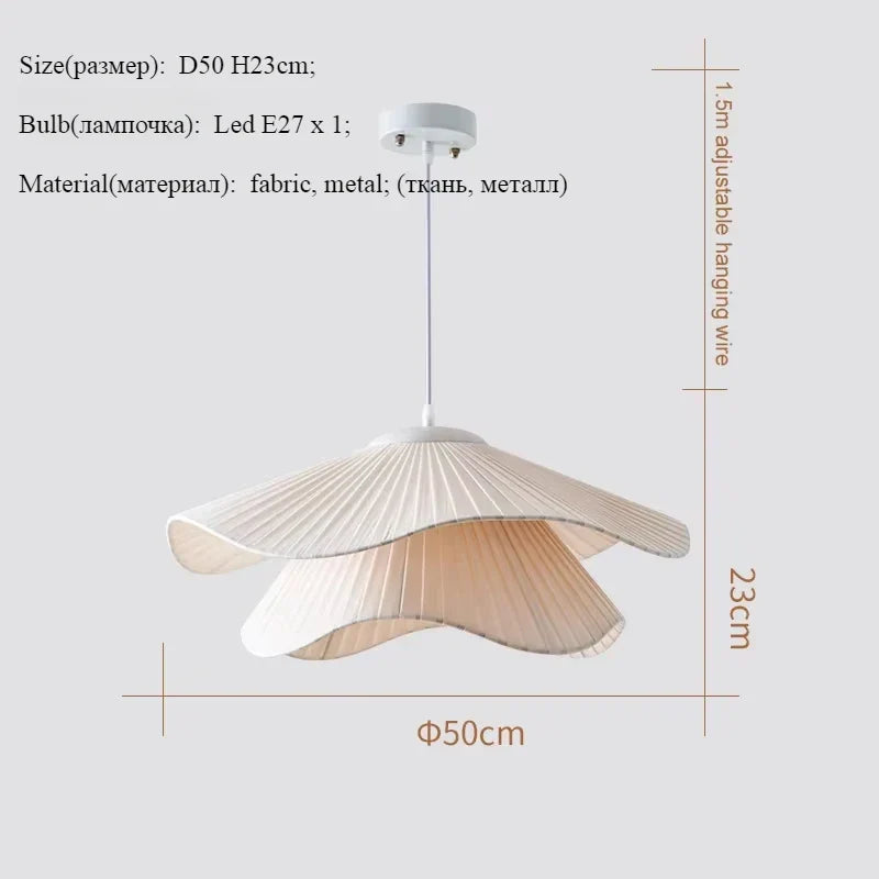 Afralia™ Nordic White Fabric Pendant Chandelier with LED Lighting for Dining Room & Bar
